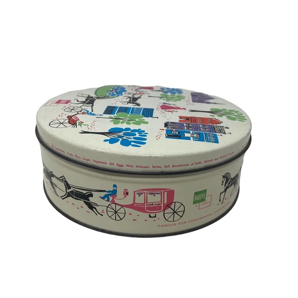 Vintage 1959 Barton's Bonbonniere Candy MCM Printed Round Tin Container - Picture 5 of 7